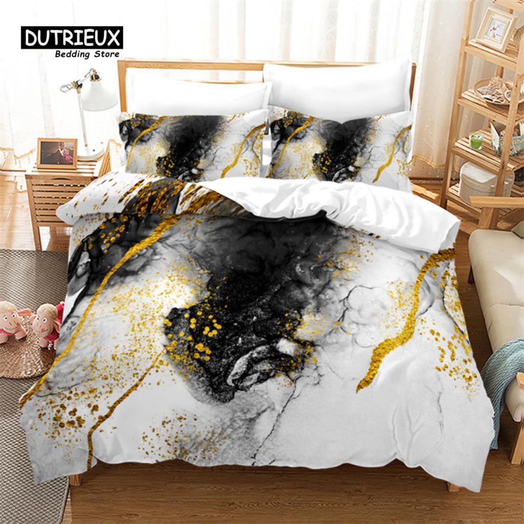 Vibrant Durable King Twin Full Queen Quilt Marble Geometric Abstract Art For Adults Kids Girls Bedroom Decor