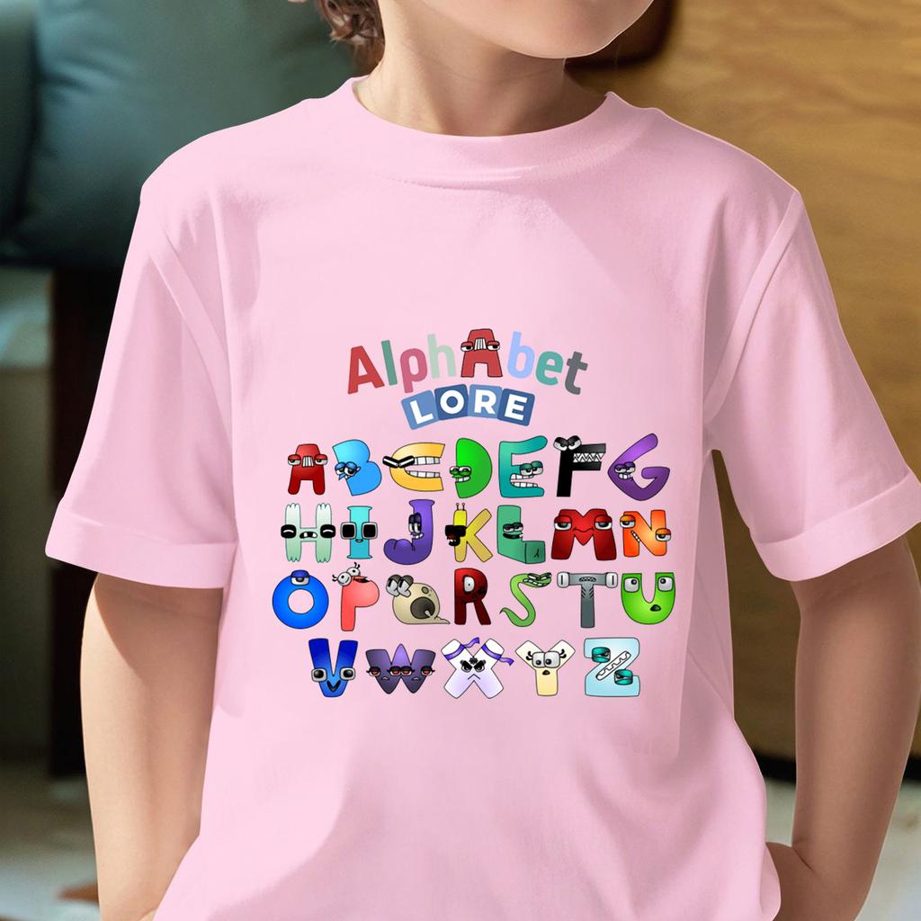 Alphabet Lore Anime Game TShirts Boys Girls Summer ONeck Short Sleeve Tee Alphabet Graphic Kids T Shirts Childrens Clothing