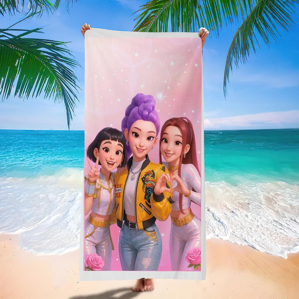 Trend Character Digital Print Double Sided Flannel Microfiber Beach Towel Quick Dry Absorbent Bath Towel