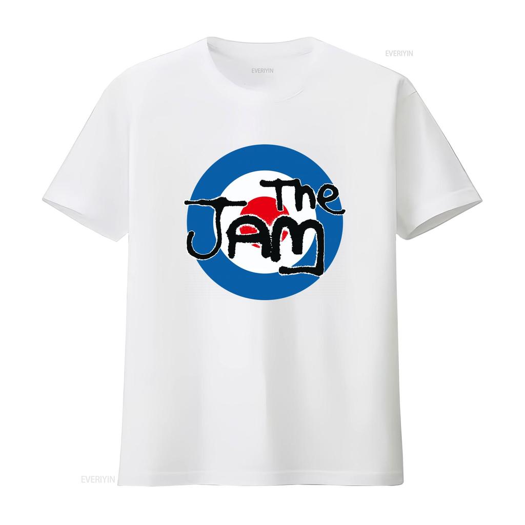 Jam Target Logo Měkké Tričko s Potiskem Ruky Merch Kapely Klasický Rockový Design Střih Vintage Top Pro Každodenní Nošení