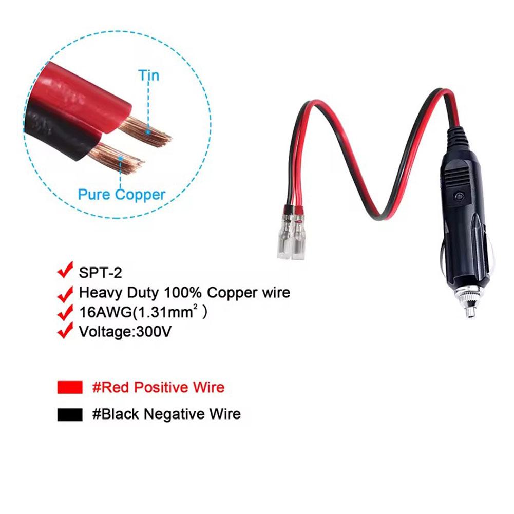 12 AWG Car Cigarette Lighter Plug Wire Cigarette Lighter Bullet Terminal Wire Cigarette Lighter Air Pump Extension Wire