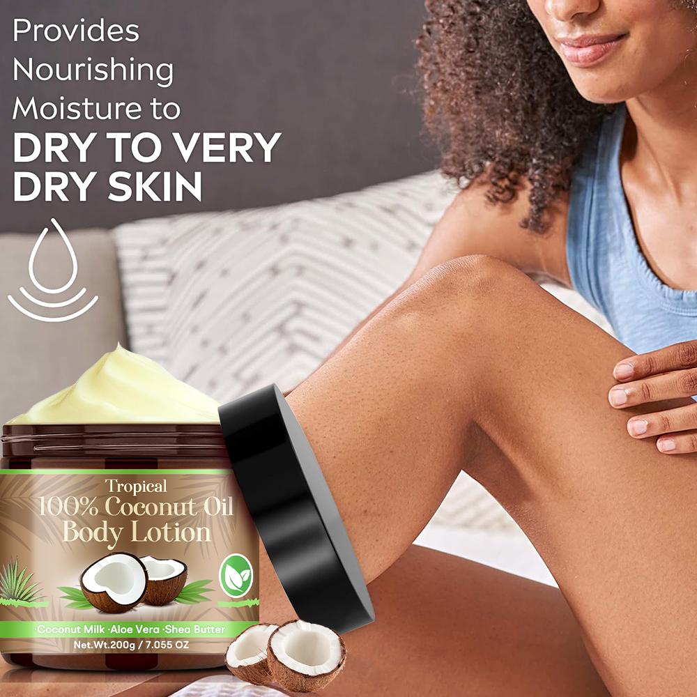 Coconut Oil Body Cream-Visibly Firmer Skin-Solve Drying And Water Shortage-Suitable For All Skin Types, 200g