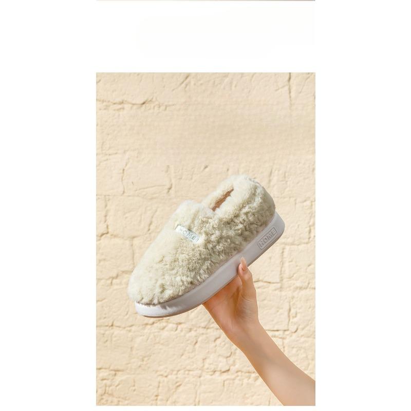 Padded Cotton Slippers for Women's Indoor Warmth, Thick-soled Fleece Shoes