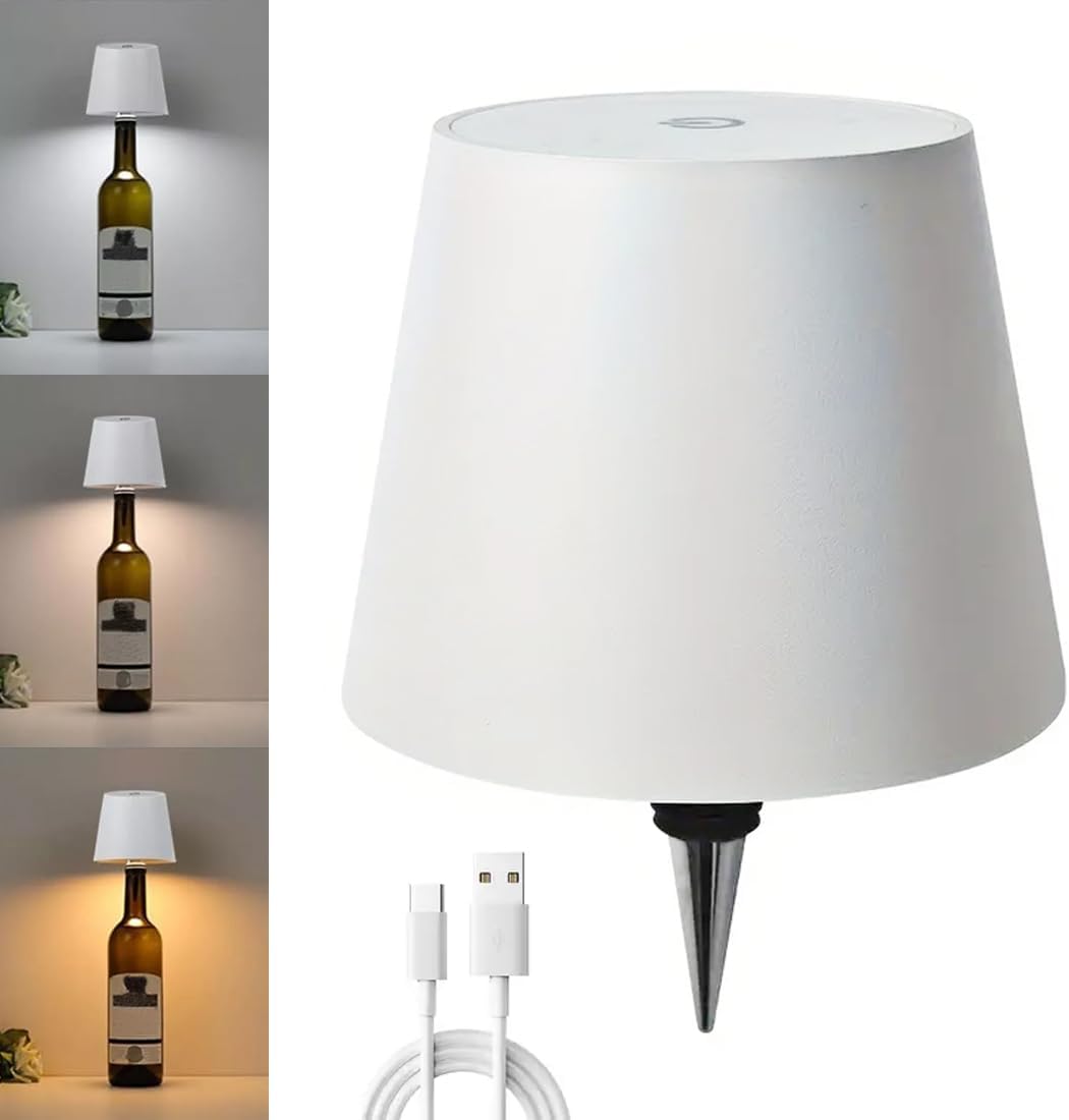 

Светодиодная лампа в виде винной бутылки, 3 цвета, диммируемая, сенсорное управление, USB-перезаряжаемая лампа в виде винной бутылки для гостиной, спальни, бара (белый) белый