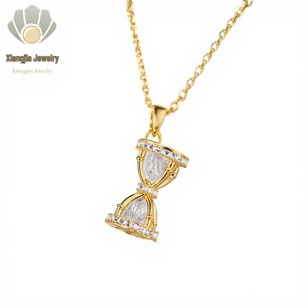 Zircon Hourglass Necklace: Minimalist Japanese-Korean Design, Fashion Pendant, Women's Clavicle Chain.
