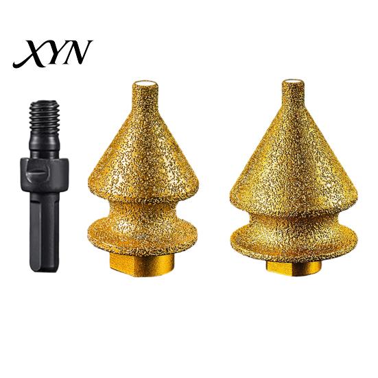 Ceramic Tile Drill Bit Diamond Chamfering for Grinder, 4-in-1 Hole Saw, Beveling Grinding Head Chamfering/Hole Enlarging/Polishing/Arc Trimming,