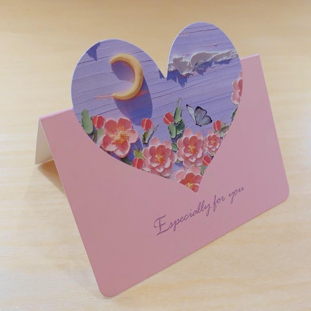 10Pcs New Heart-shaped Greeting Cards Handwritten Blank Gift Card Foldable Message Cards Various Festivals Gift Card