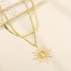 Luxury Double Layer Sun Flame Pendant Necklace for Women Gold Color Snake Bone Chain Necklace Beach Party Neck Jewelry Gifts