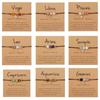 Handmade 12 Zodiac Signs Natural Stone Charms Bracelet for Women Men Braided Card Paper Bracelet Leo Virgo Libra Gift Adjustable