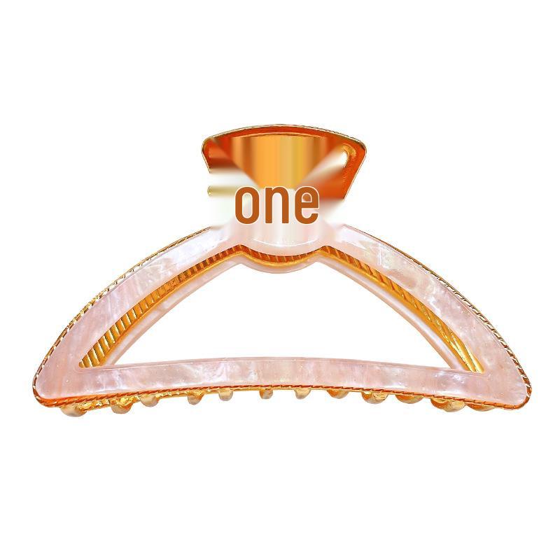 European & Korean Style Large Acetate Half-Circle Hair Claw - Elegant Alloy Hollow Hair Clip