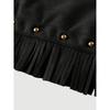 High-Waisted A-Line Tassel Hem Faux Suede Mini Skirt