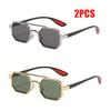 2 Stück Mode Metall Polygon Sonnenbrille Punk Herren Trendige Doppelbrücke Sonnenbrille Streetwear Brillen