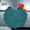 Animal Shaped Coasters Crochet Hen Coaster, Handmade Chicken Shape Knitted Mat Novelty Gift for Coffee Cup, Cute Kitchen Countertop Bar Accessory