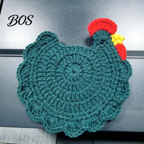Animal Shaped Coasters Crochet Hen Coaster, Handmade Chicken Shape Knitted Mat Novelty Gift for Coffee Cup, Cute Kitchen Countertop Bar Accessory