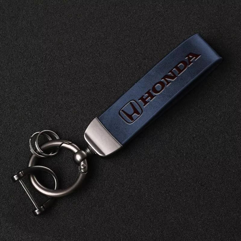 Honda Car Logo Key Chain Metal Leather Keyring Auto Keychain For Honda Pilot Odyssey Civic HR-V Prologue ZR-V Passport Fit Freed SM1