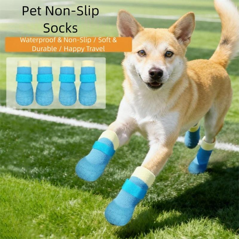 4Pcs/Set Non-slip Dog Shoes Waterproof Pet Boots Cute Puppy Mesh Shoes Pet Supplies