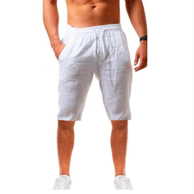 Men's Hip Hop Breathable Cotton Hemp Sports Five Part Shorts Trendy Fashion Solid Color Simple Thin Casual Shorts Men’s
