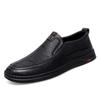 Fashion Spring Autumn New Massage Sole Low Top Loafers Men's Leather Casual Shoes Trendy Gray Outdoor Commuting Men's Driving Shoes
