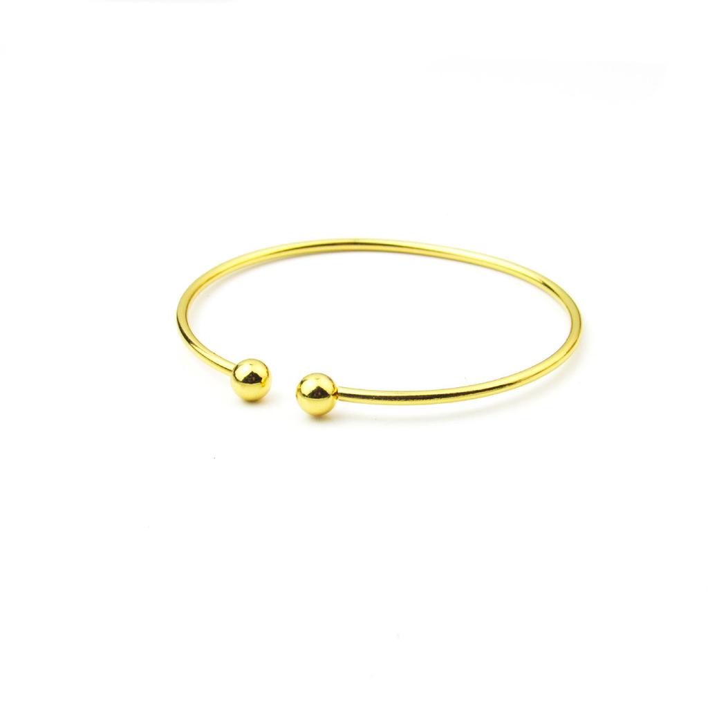 Korean Women's Glossy Silver Bead Bracelet Duo