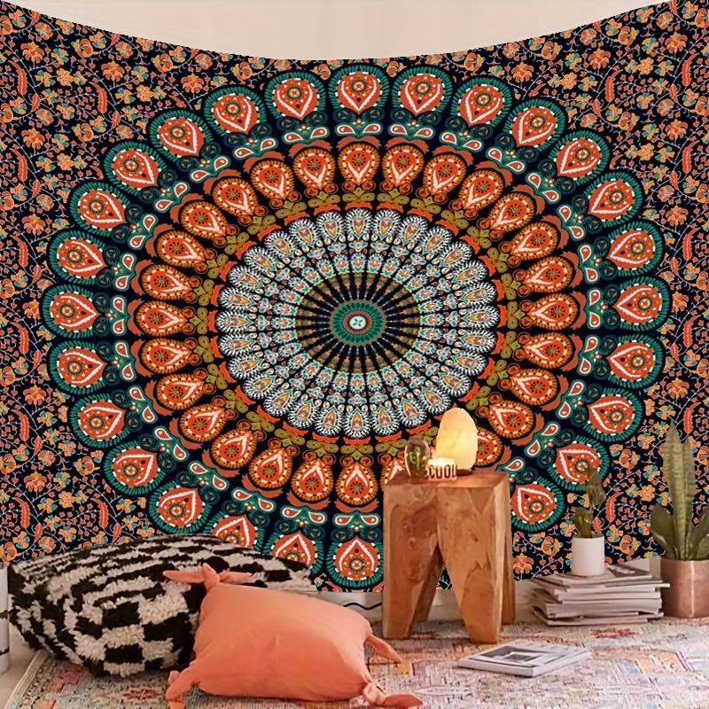 VIKAMA Mandala Floral Tapestry Wall Hanging Bohemian Hippie Wall Art Tapestry Bohemian Interior Wall Decor