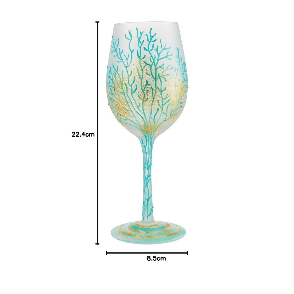 Enesco Lolita Under the Sea Wine Glass, Hand-Painted Glassware 15oz