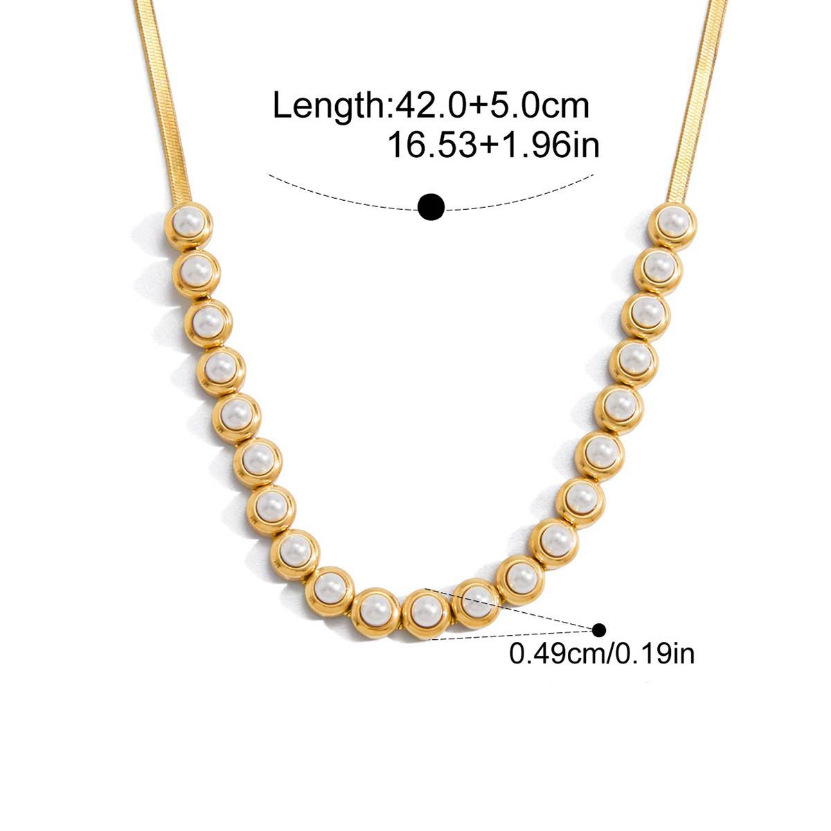 

Yori Stainless Steel Imitation Pearl Bracelet Necklace For Women Stainless Steel Delicate Daily Sweet Jewelry Accessories