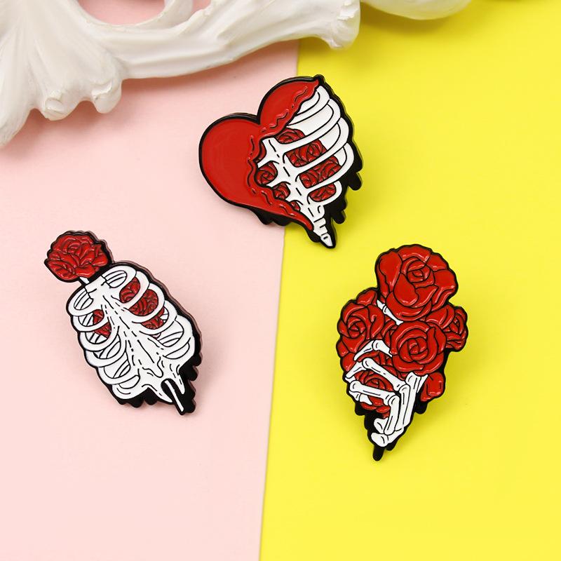 Creative Medical Organs Enamel Brooch Brain Lung Heart Chest Uterus Flower Wave Mechanical Heart Metal Badge Lapel Pins Jewelry