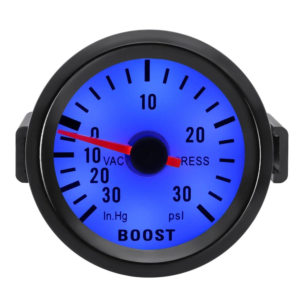 52mm Car Gauge Blue Backlight Voltage Water Oil Temp Turbo Boost Gauge Turbin -30~30 PSI -1~2 Bar Instrument Meter Oil Pressure