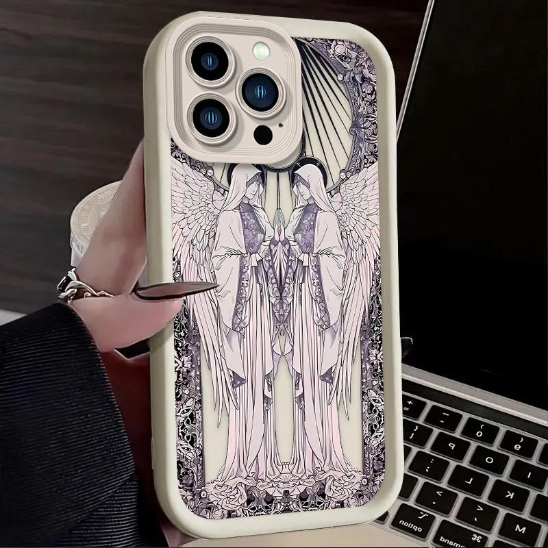 Luxury Punk Black Angel Phone Case For Xiaomi Redmi 9A 9C 10 10C 12 12C K30 K40 K50 Note 10 11 12 13 Pro 5G Cover