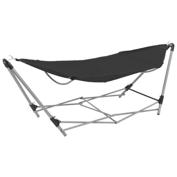 VidaXL Hamac avec support pliable Noir