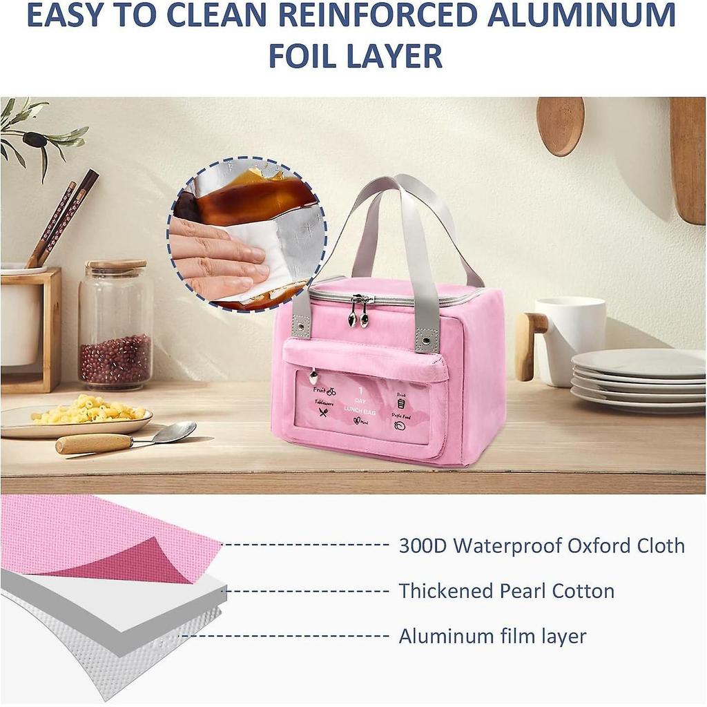 Insulated Lunch Bags for Women, Leakproof Wide Open Lunch Bag Reusable Lunch Cooler Bag, High Capaci
