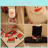 Festive Christmas Santa Toilet Seat Cover Set With Snowman And Reindeer Designs