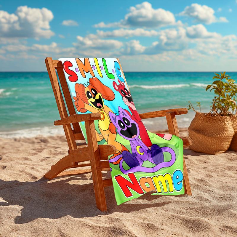 Personalized Customized Proof Beach Towel with Smiling Critters Pattern - Soft, Absorbent,quick-drying,perfect Swimming,camping&bathing
