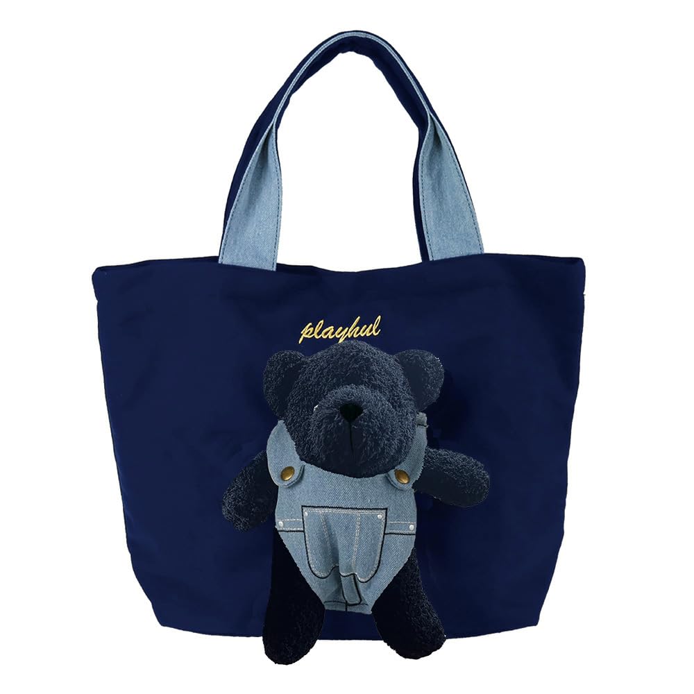 

Tote Bag Plush Tote B4 Size [Playful] B-7282 Navy/Black