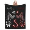 Demon Angel Digital-printed Polyester Bedroom Velvet Flannel Cover Blanket Fleece Soft Sofa Cover Blankets for Beds