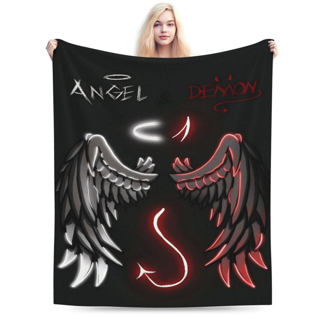 Demon Angel Digital-printed Polyester Bedroom Velvet Flannel Cover Blanket Fleece Soft Sofa Cover Blankets for Beds