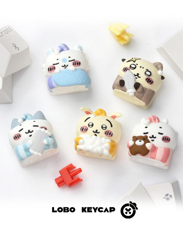 Cute Chiikawa Usagi Hachiware Pajama Style Resin Keycap Cartoon Anime ESC Keycap 3D Model Toy Mechanical Keyboard Decor Gifts