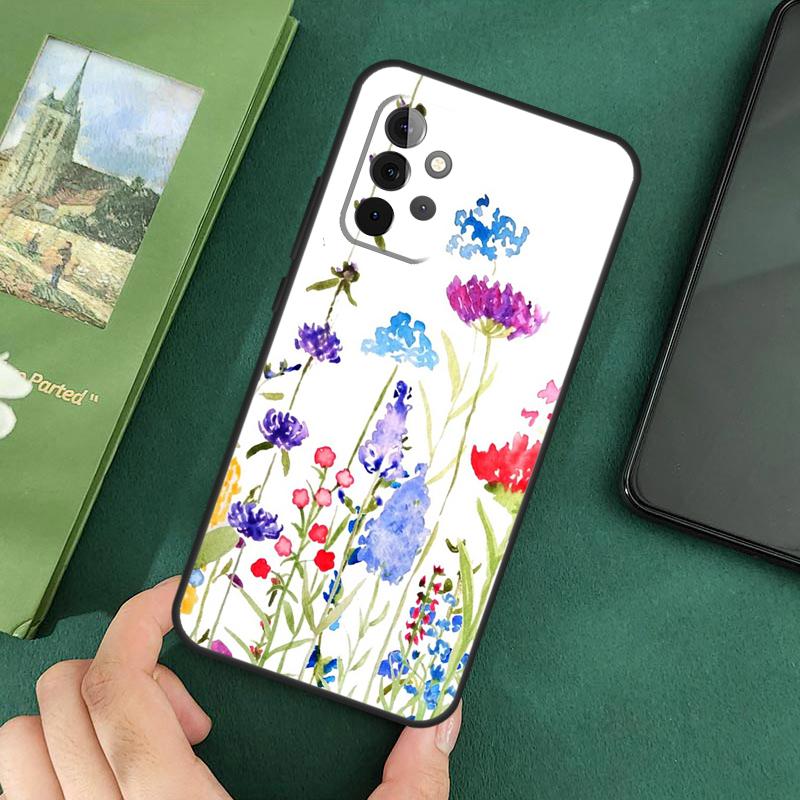 Lavender Purple Flowers Soft Cover For Samsung Galaxy A54 A53 A73 A13 A71 A51 A14 A52 A32 A12 A22 A52S Back Case