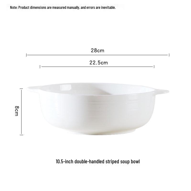 10.5-inch Ceramic Double-Ear Large Soup Bowl with Anti-Scald, Perfect for Sauerkraut Fish and Instant Noodles