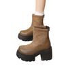 Retro Martin boots women's British style autumn and winter new small thick-soled heightened black thick heel thin short boots