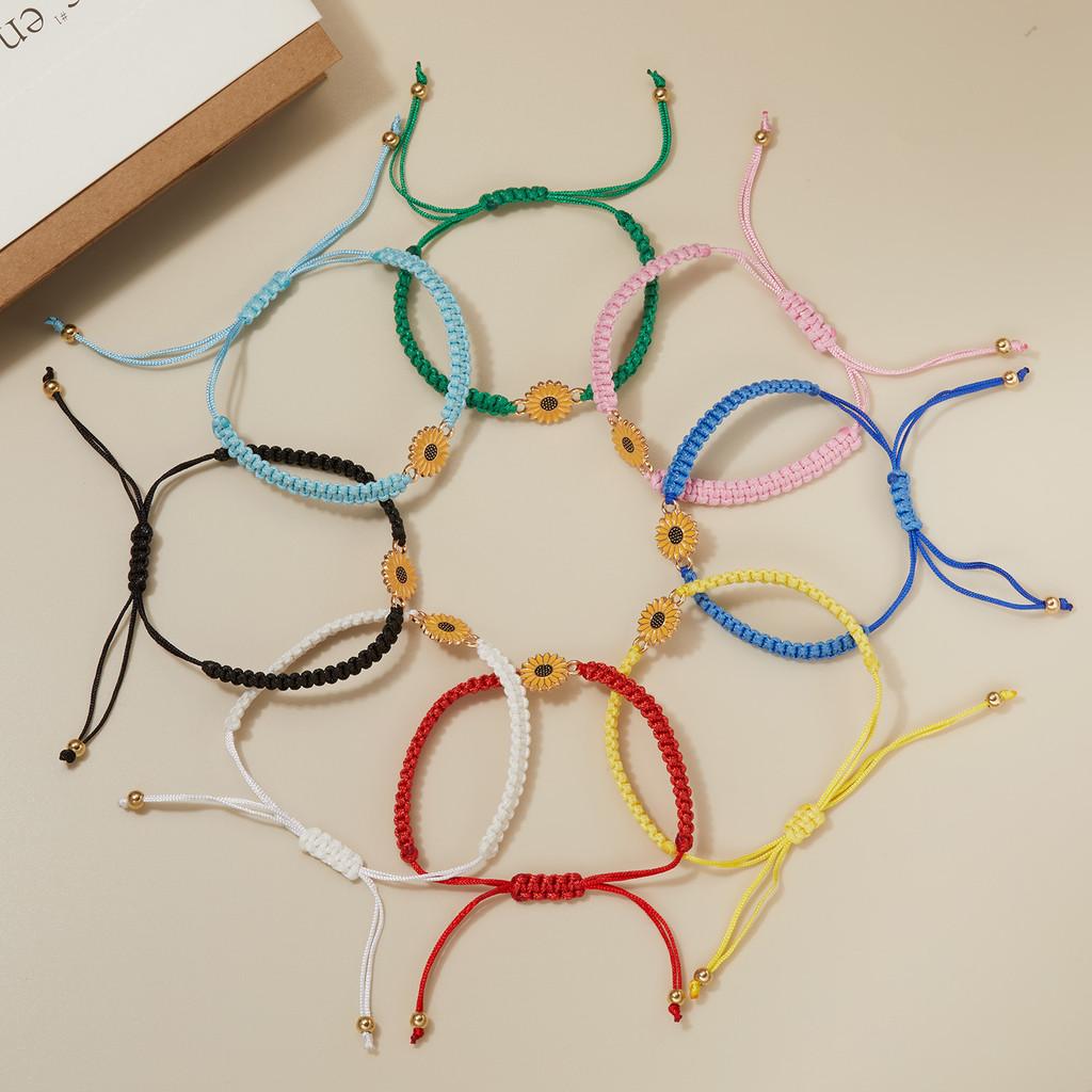 Handmade Sunflower Friendship Bracelet With Floral Design For Women And Couples