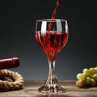 2 szt. Eleganckie kryształowe kieliszki do wina ze złotym wzorem - Premium Vintage kieliszki do szampana, whisky i koktajli - idealne do domu i gościnności