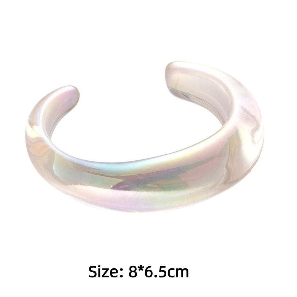 Colorful Wide Cuff Bangle Geometric Transparent Opening Bangle Jewelry Resin Bracelet  Women