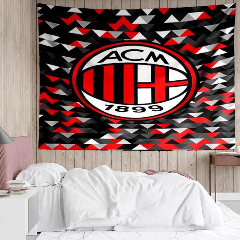 AC Milan Print Tapestry, Backdrop, Easy Setup, Ideal for Bedroom, Office & Living Room, with Aesthetic Wall Hanging Decor.