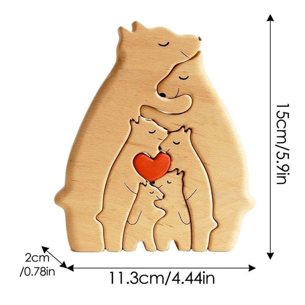 Personalised Bear Family Theme Art Puzzle Wooden Family Name Puzzle DIY Name Art Heart Puzzle  Gift