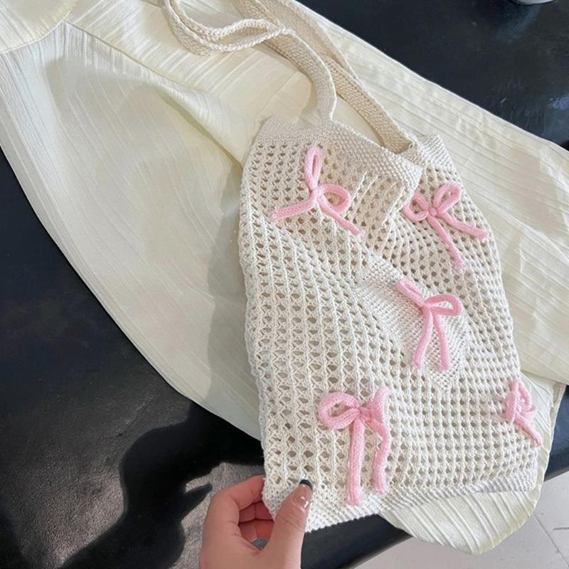 Crochet Toted Bag,Mesh Beach Bag Knit Summer Hoboes Bag Vacation Bohemian Toted Bag for Women Casual Shoulder Handbags