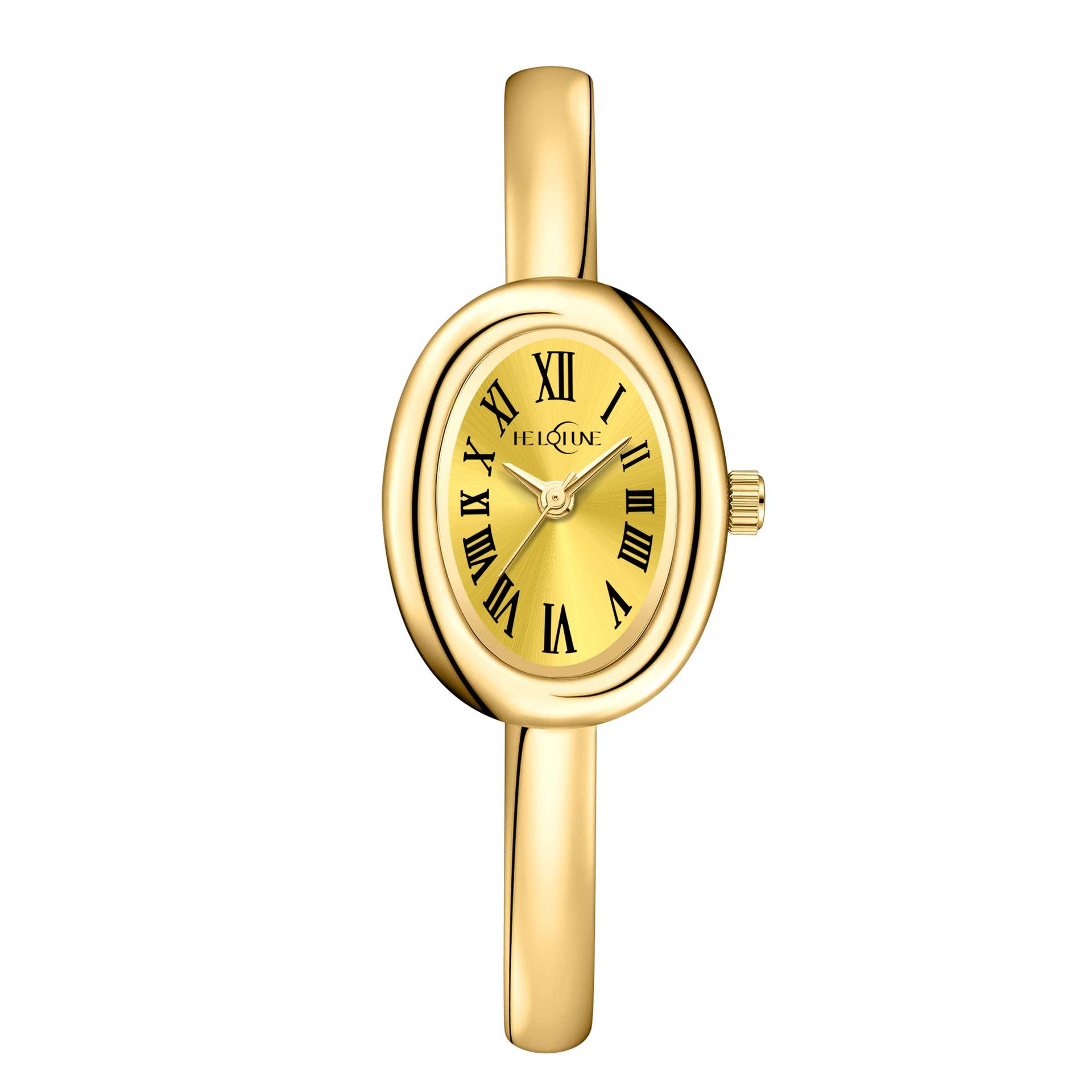 Heloiune Bracelet Watch Quartz Watch Small Dial High-End Roman Scale Oval Women S Watch
