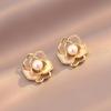 Camellia Mother-of-Pearl Drop Earrings, S925 Silver Studs for Women - High-End Luxury Design