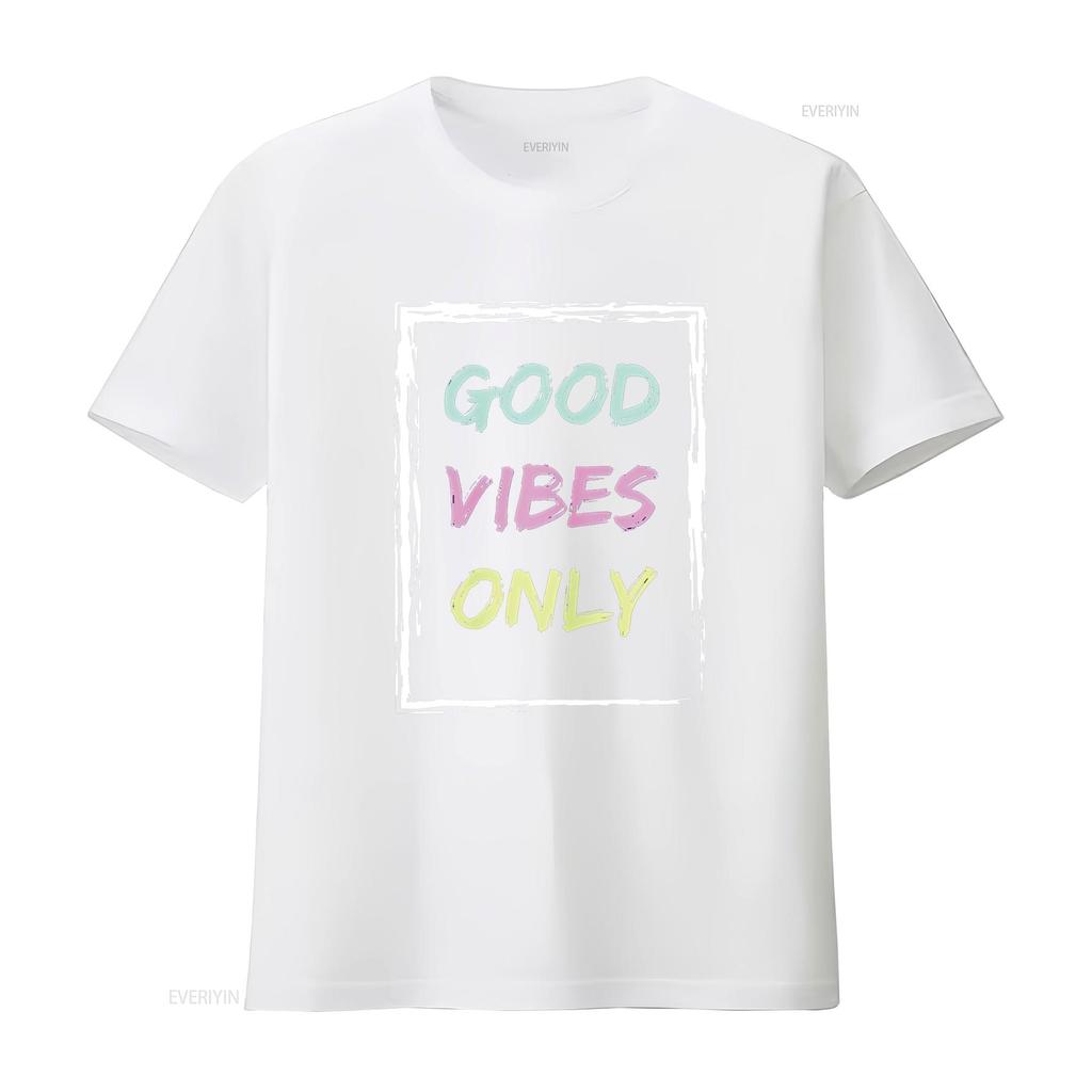 Women Tops Good Vibe Only Be Positive Inspirational Quote Short Seelve T Shirt vintage Washed Versatile Breathable Casual