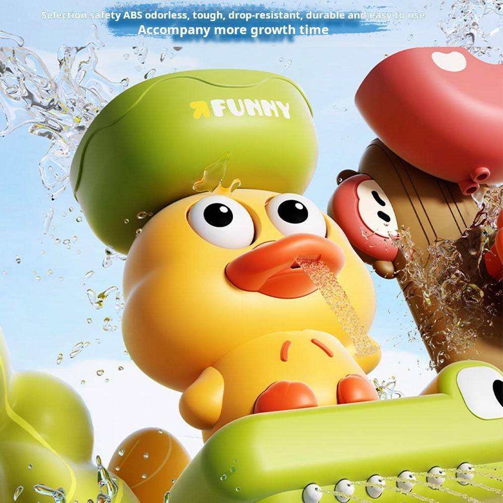 Kids Bath Toys Cute Duck Spinning Shower Spray Set with Non-Slip Suction Cup for Baby Bathtub Water Play Fun Interactive Bathing